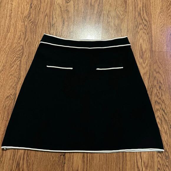 Oak + Fort black white knit mini skirt a line small casual relaxed welt pockets - Picture 2 of 9